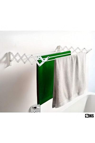 SIKS Extendable Metal Clothes Dryer With Wall Mount, Foldable, 5 Bars 80 Cm, Drying Capacity 3.5 M