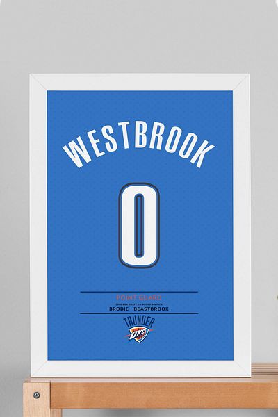 Saturn Russell Westbrook Jersey Framed Painting - Nba Oklahoma City Thunder Jersey