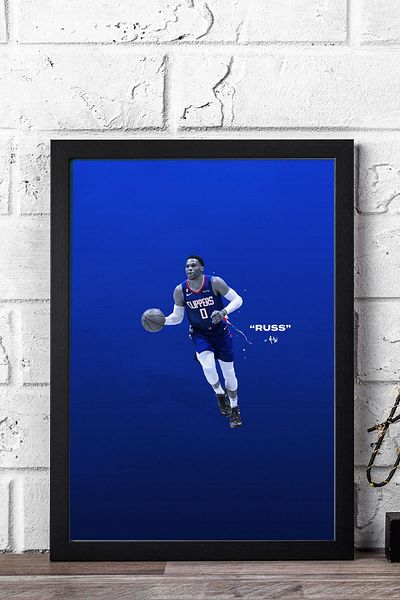 Saturn Russell Westbrook Framed Painting - Basketball Nba Poster Painting