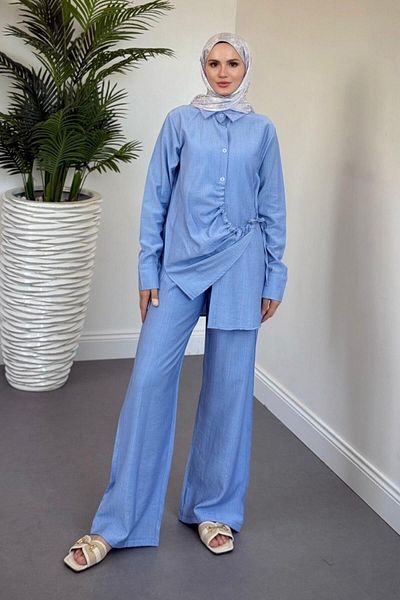 MERVEN AKYÜZ Nova Side Gathered Σετ Baby Blue
