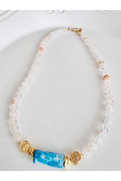 DEVİ fashion Quartz Natural Stone Necklace 45 cm