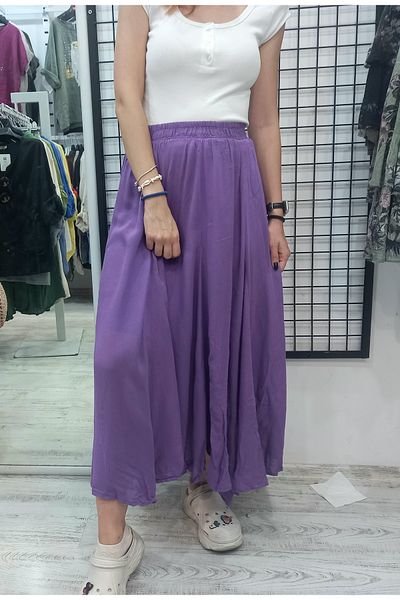 Butik Şans Elastic Waist Lined Woven Viscose Skirt
