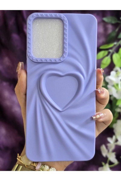 Magic Ring حافظة سيليكون متوافقة مع هاتف Xiaomi Redmi 13 ثلاثية الأبعاد على شكل قلب أرجواني