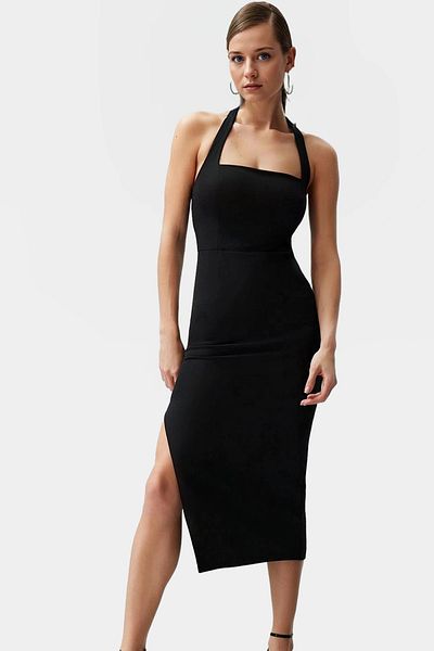 PayBuy Midi Length Multi Floral Bodycon Evening Dress 87% Polyester 13% Elastane Summer Comfortable and Stylish