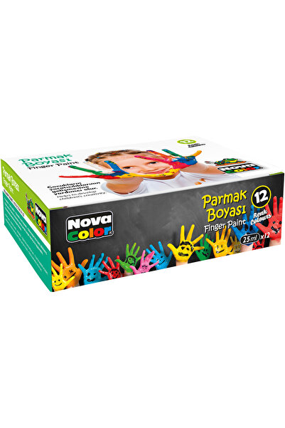 Nova Color 12x25 ml Parmak Boyası Su Bazlı - Kolay Silinebilir Boya