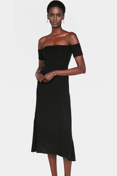 PayBuy Stylish Midi Length Knitwear Dress Carmen Collar a Line Casual Carefully Selected Professional Look