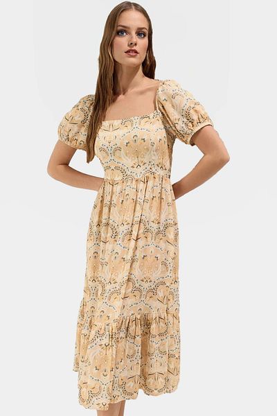 PayBuy Summer Patterned Viscose Midi Dress Comfortable Casual Style Carefully Selected and Stylish