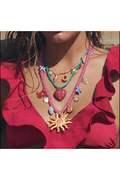 HOSBUTIK Colored 3 Piece Za Necklace