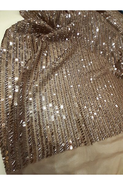 Safir Kumaş Işıl Işıl Düz Çizgi Halinde Bir Sıra Kesme Taş Bir Sıra Payet Yum...