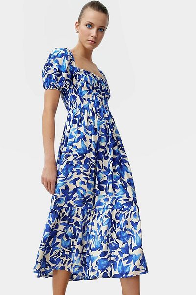 PayBuy Floral Skater Midi Dress Viscose Fabric for Casual Daily Summer Use