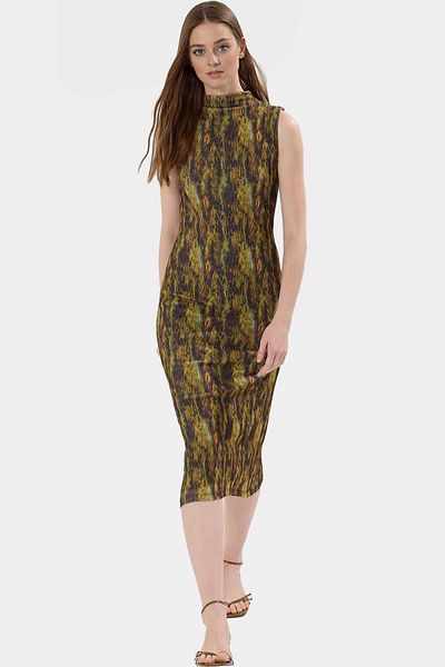 PayBuy Leopard Print Midi Pencil Dress Polyester Knitted Fabric Bodycon Mold Summer Durable Material