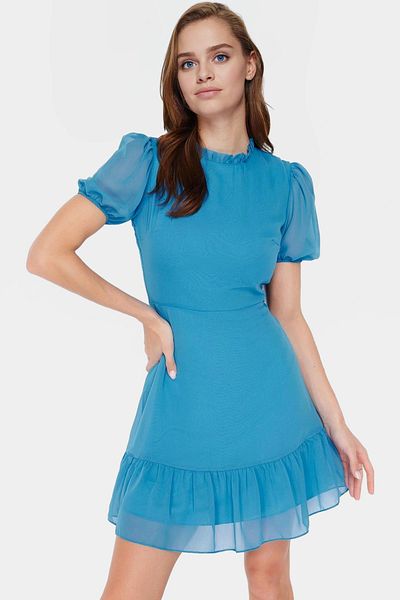 PayBuy Chiffon a Line Mini Dress Balloon Sleeve Summer Casual Comfortable and Stylish Use Special Design