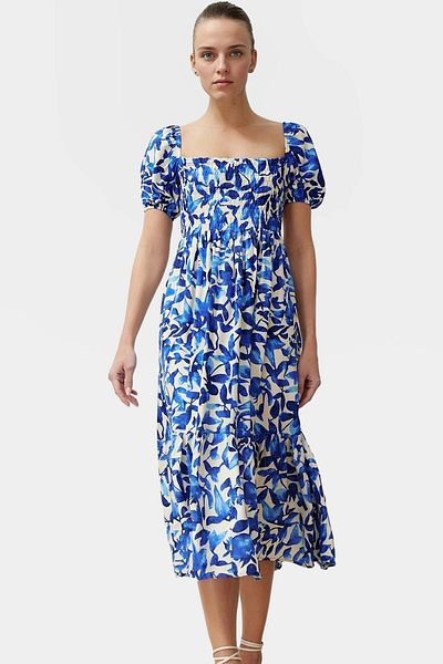 PayBuy Floral Skater Midi Dress Viscose Fabric for Casual Daily Summer Use