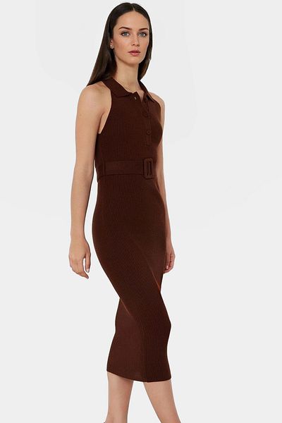 PayBuy Women's Knitwear Midi Dress with Belt Bodycon Slim Fit for Daily Wear