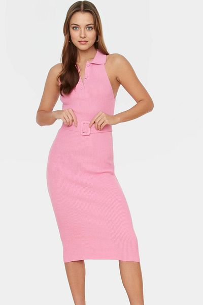 PayBuy Women's Knitwear Midi Dress with Belt Bodycon Slim Fit for Daily Wear