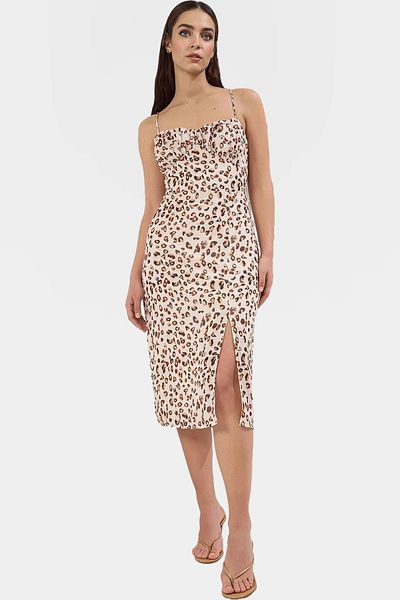 PayBuy Elegant Leopard Print Midi Bodycon Dress Professional Look Stylish Special Design