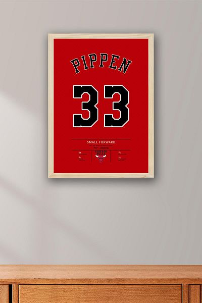 Saturn Scottie Pippen Jersey Framed Painting - Nba Chicago Bulls Jersey