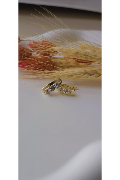 shesra Zirkon Taşlı VIP Çelik Halka Küpe