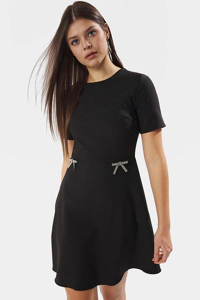 PayBuy Stylish Mini Dress Bow Detail 88% Polyester Summer Casual Comfortable Cut Modern Style Trend Design