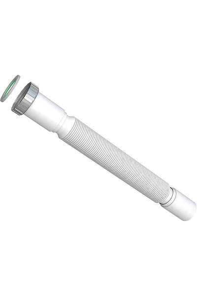 fitto Plastic Sink Hose by FITTO (1 1/4 Inch, White) - Flexible and Durable Bathroom Sink Hose with Metal