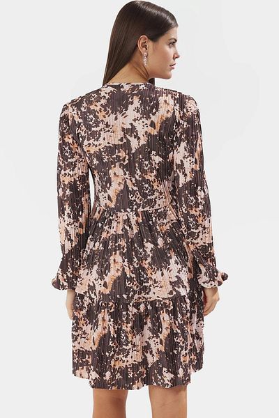 PayBuy Pleat Mini Dress Abstract Pattern V-Neck Knitted Polyester Summer Comfortable and Stylish Perfect Fit
