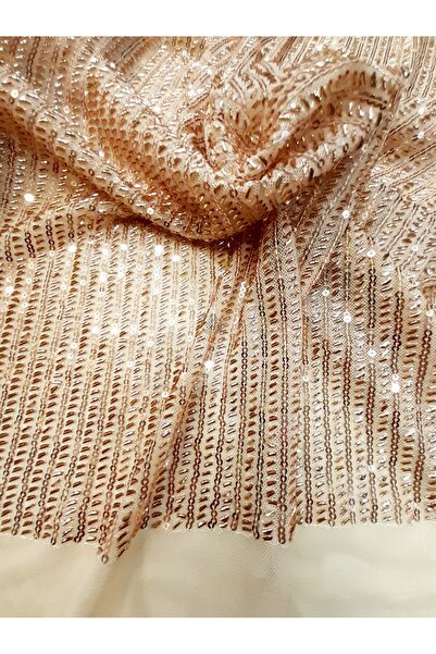 Safir Kumaş Işıl Işıl Düz Çizgi Halinde Bir Sıra Kesme Taş Bir Sıra Payet Yum...