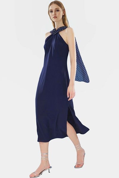 PayBuy Polka Dot a Line Maxi Dress Polyester Summer Woven Chiffon Comfortable and Stylish Distinguished Material