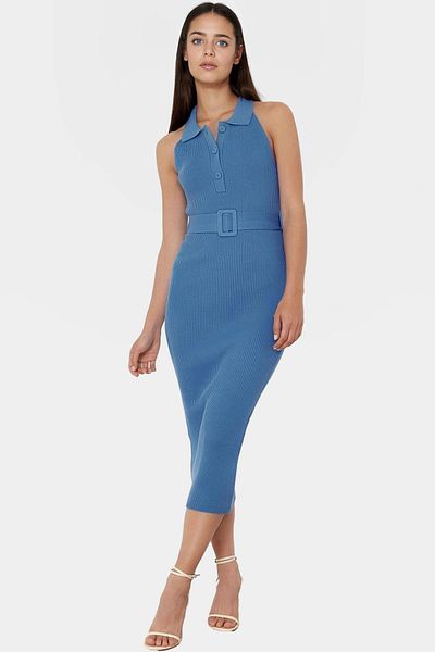 PayBuy Women's Knitwear Midi Dress with Belt Bodycon Slim Fit for Daily Wear