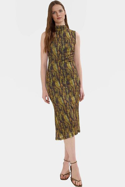 PayBuy Leopard Print Midi Pencil Dress Polyester Knitted Fabric Bodycon Mold Summer Durable Material