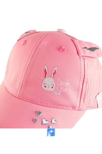 Kardelen Butik Denizli 100% Cotton Rabbit Embroidered Baby Girl Hat (0-18 Months) (Size 46 cm)