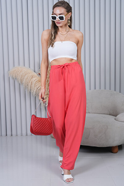 Polologin Butik بنطلون مرجاني بخصر عالٍ وأرجل واسعة من Beli