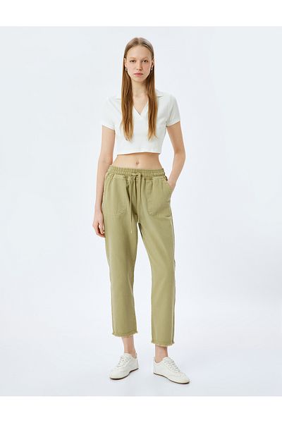 Koton New Season Pocket Detailed Waist Lace-Up Straight Leg Chino Trousers