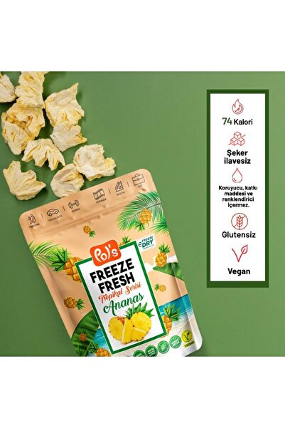 Pol's Freeze Fresh Dondurularak Kurutulmuş Ananas 20 gr