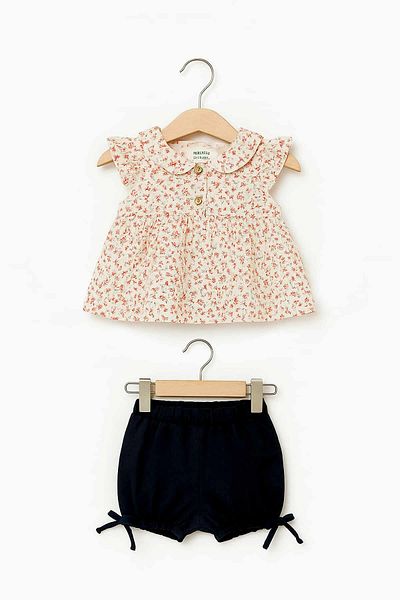krm kerem bebe Baby Girl Double Set with Bow Detail