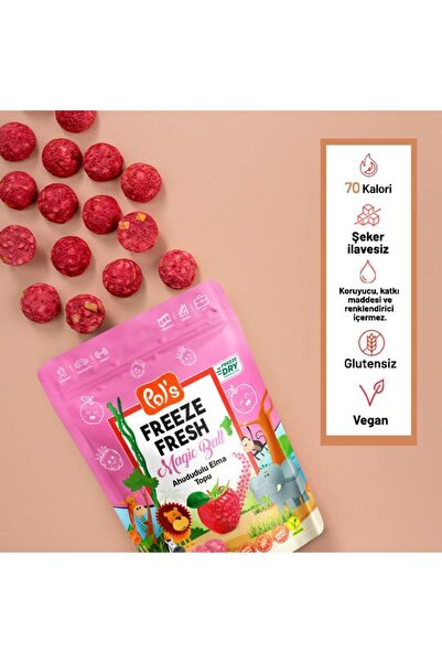 Pol's Freeze Fresh Dondurularak Kurutulmuş Magic Ball Ahududulu Elma Topu 20 gr