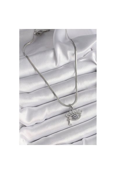 Skygo 316L Steel Silver Color Italian Chain Zircon Stone Eye Model Women's Necklace - Tj-Bko9598