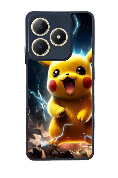 Aksel Kılıf Realme C63 Compatible Printed, Matte Black, Soft Silicone, Protective, Shock Absorbing Cover, Case