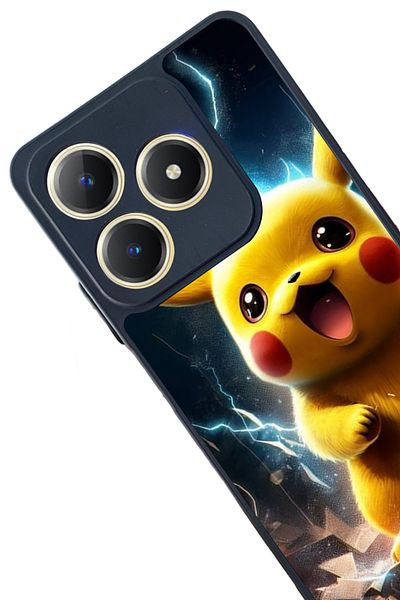Aksel Kılıf Realme C63 Compatible Printed, Matte Black, Soft Silicone, Protective, Shock Absorbing Cover, Case