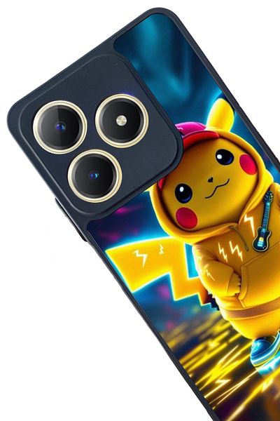 Aksel Kılıf Realme C63 Compatible Printed, Matte Black, Soft Silicone, Protective, Shock Absorbing Cover, Case