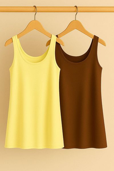 COTENCONCEPT 2 Pieces A-Line Cotton Thick Strap Athlete T-Shirt