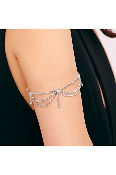 Estilo Lingerie Gümüş Kaplama Zirkon Taşlı Pazu Bilekliği