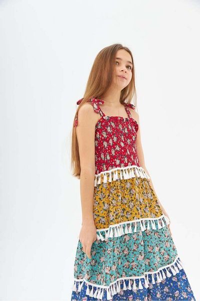 Marka Sensin Kids Girl's Tasseled Colorful Piece Spanish Model Dress