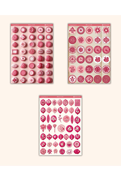 MirayDesign 6'lı Pembe Vintage Temalı Sticker Seti–12x17 cm|Bullet Journal,Scrapbook,Ajanda ve Planlayıcı İçin