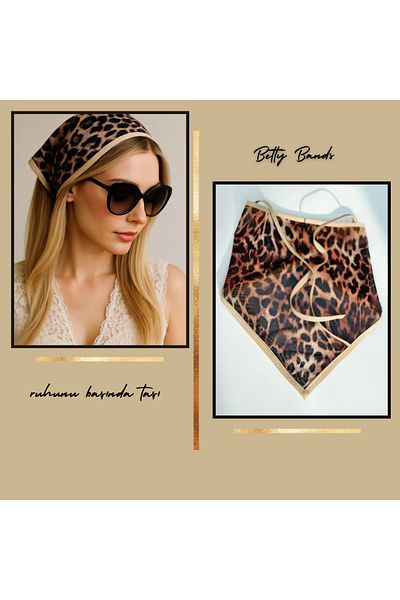 Handmade Betty Bands Leopard Scarf Hat – Retro Style, Satin Fabric, Women's Accessory Bandana