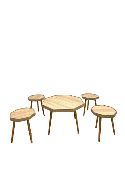 Ch 5-piece Turkish wooden table set