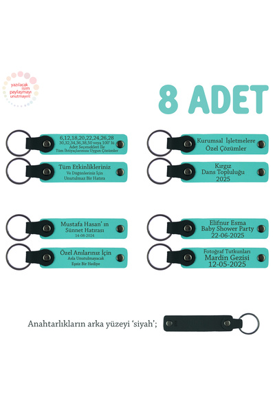 Miaju خاص لجميع الفصول الدراسية كهدية كارني، مجموعة من 8 قطع، سلسلة مفاتيح تذكارية للهدايا، فيروزي وأسود