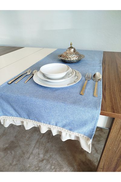 denizli hatırası Covoraș cu volane din in moale organic natural 47x120 cm