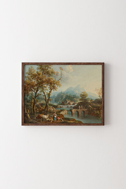 epiqart Un lac peisaj - cadru cu model din lemn