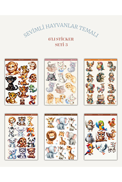 MirayDesign Set od 6 slatkih nalepnica sa temom životinja – 12x17 cm|Bullet j...