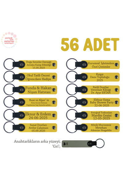 Miaju أصفر ورمادي، هدية خاصة للأطفال في رياض الأطفال، مجموعة من 56 قطعة، سلسلة مفاتيح تذكارية مكتوبة بالاسم